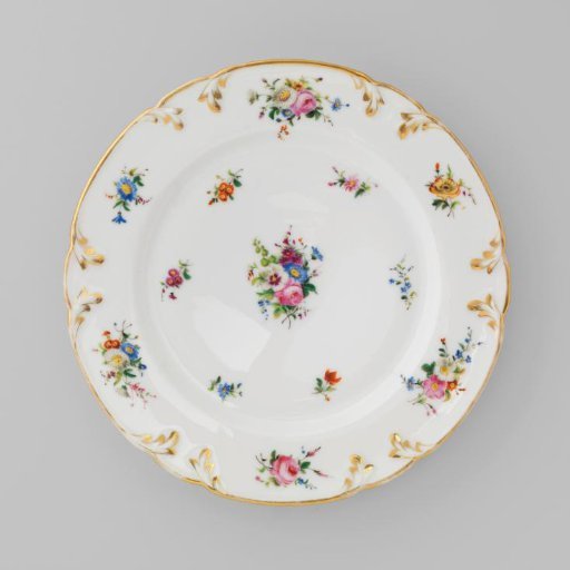 Plate with bouquets and flower sprays