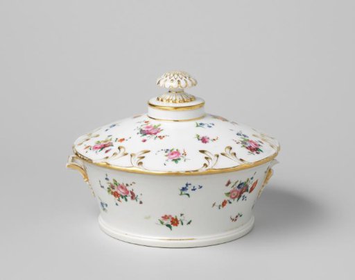 Dish with bouquets and flower sprays