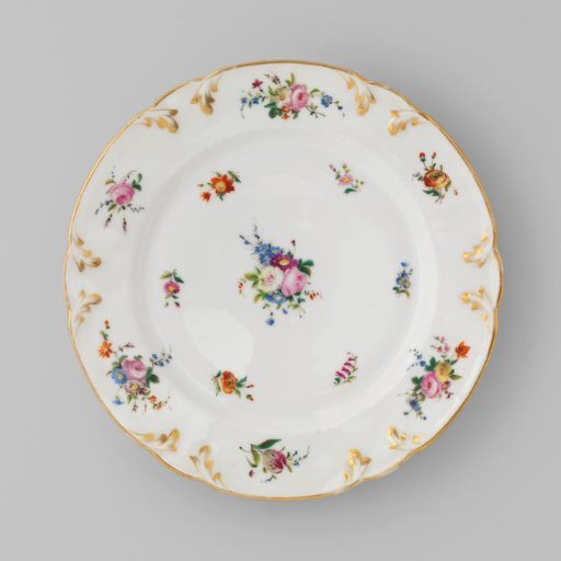 Plate with bouquets and flower sprays