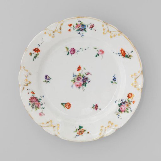 Plate with bouquets and flower sprays