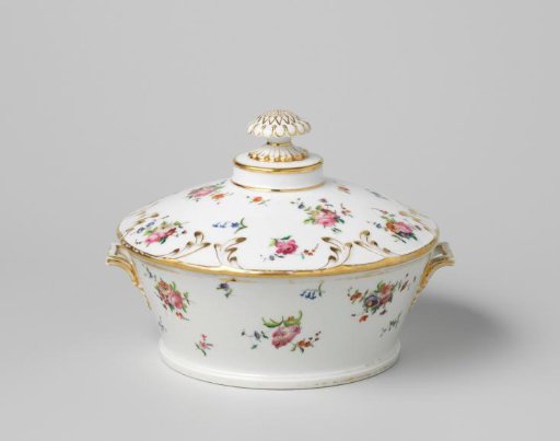 Dish with bouquets and flower sprays