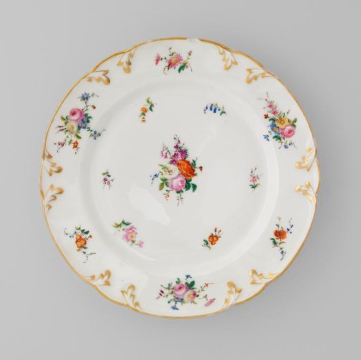 Plate with bouquets and flower sprays
