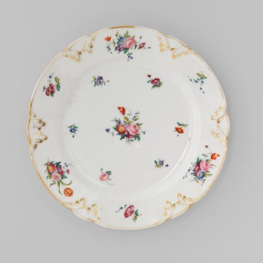 Plate with bouquets and flower sprays