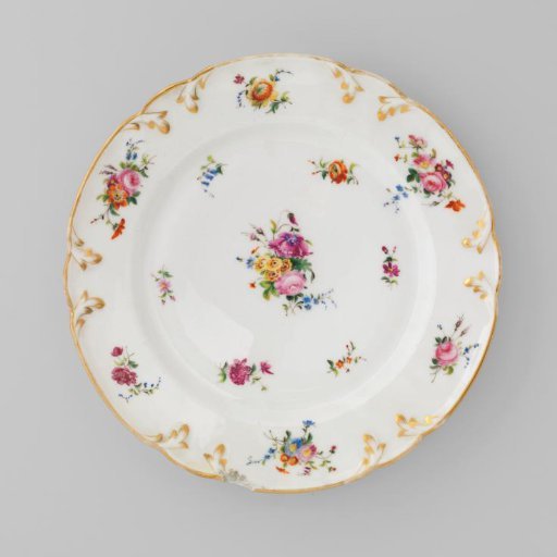 Plate with bouquets and flower sprays