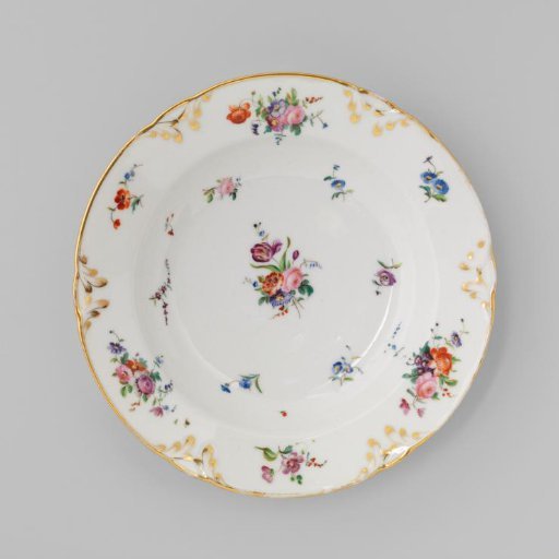 Plate with bouquets and flower sprays