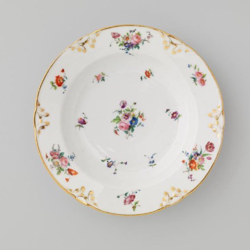 Plate with bouquets and flower sprays