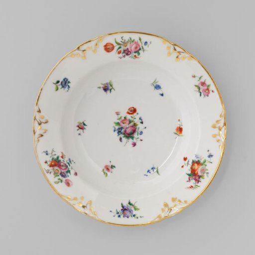 Plate with bouquets and flower sprays