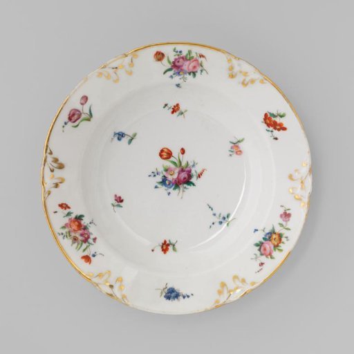 Plate with bouquets and flower sprays