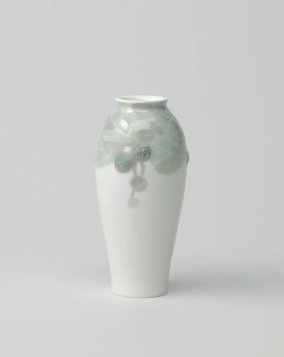 Vase decorated with leaves and flowers, partly in relief