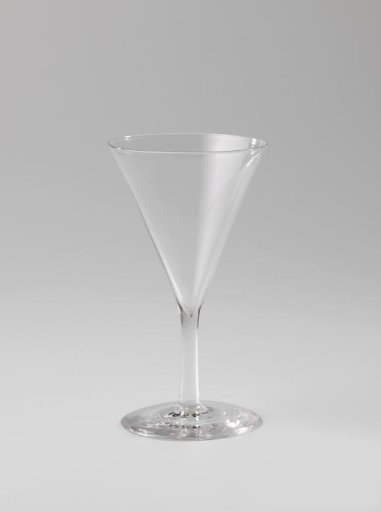Chalice glass, funnel-shaped with an unadorned cylindrical stem and round foot