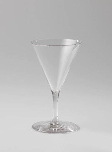 Chalice glass, funnel-shaped with an unadorned cylindrical stem and round foot