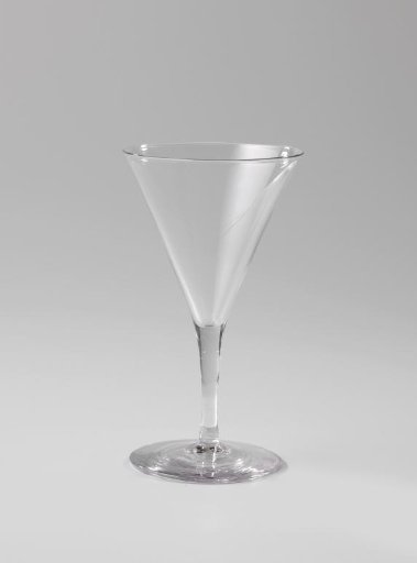Chalice glass, funnel-shaped with an unadorned cylindrical stem and round foot
