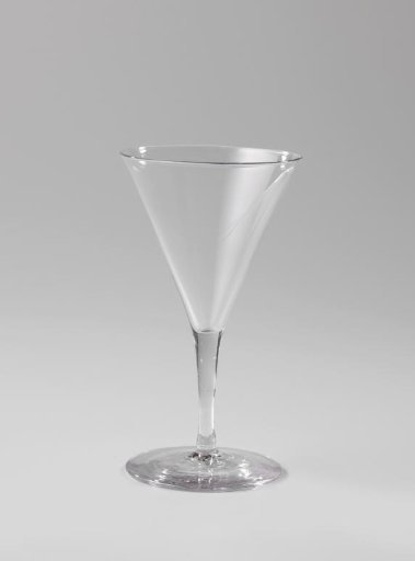 Chalice glass, funnel-shaped with an unadorned cylindrical stem and round foot