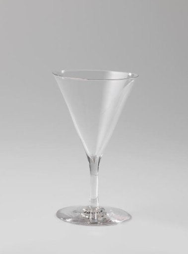 Chalice glass, funnel-shaped with an unadorned cylindrical stem and round foot