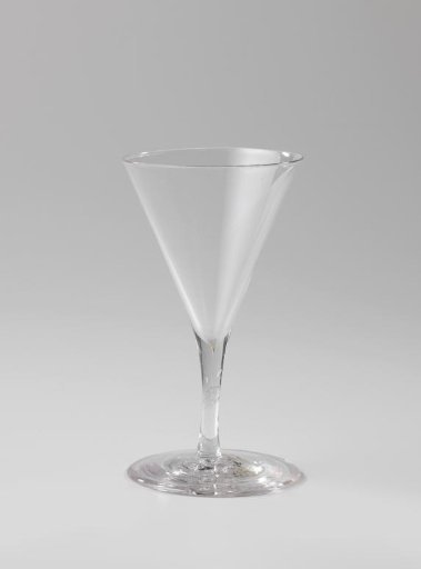 Chalice glass, funnel-shaped with an unadorned cylindrical stem and round foot