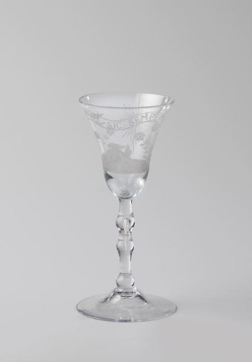 Goblet with a rooster and a hen and the inscription: UTINAM SIC SEMPER