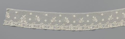 Strip of needle lace with flower branches and star-shaped flowers
