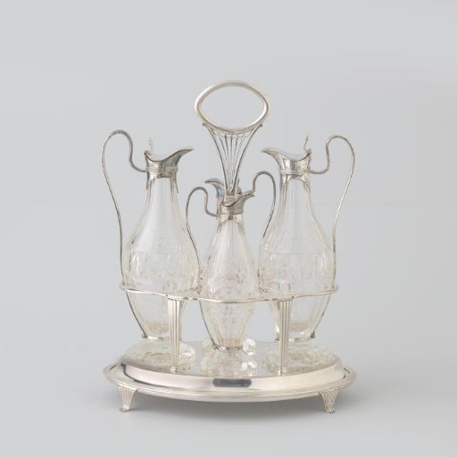 Bottle from an oil and vinegar set with four bottles, bearing the Clifford family coat of arms