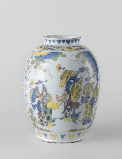 Earthenware pot with Chinese motifs