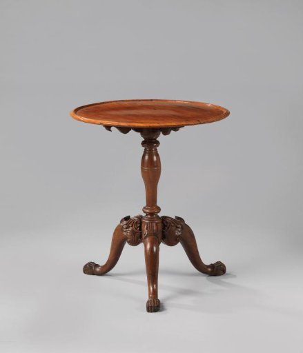 Table with a Round Profiled Top on a Baluster-Shaped Stem with Three S-Shaped Legs Ending in Claw Feet