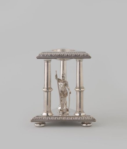 Triangular salt cellar with a warrior