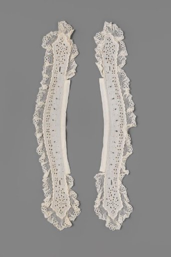 Cuff of Cotton Batiste, Decorated with English Embroidery and a Strip of Brussels Lace