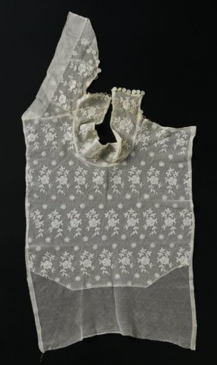 Guimpe lace embroidery on machine-made tulle with roses and stars