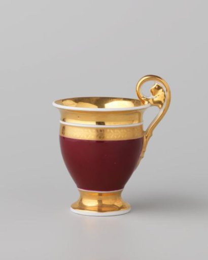 Cup with gold borders on a red ground