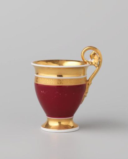 Cup with gold borders on a red ground