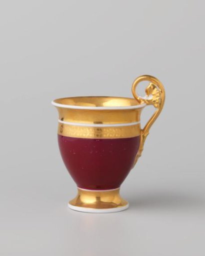 Cup with gold borders on a red ground