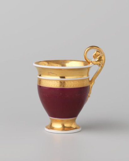 Cup with gold borders on a red ground