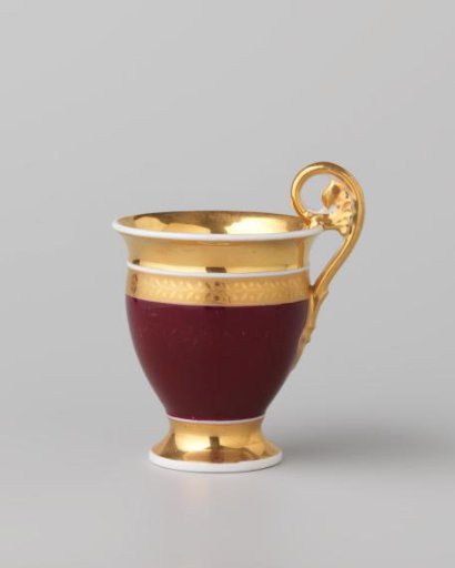 Cup with gold borders on a red ground