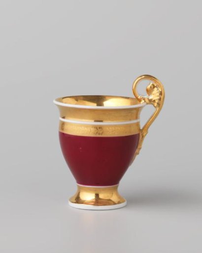 Cup with gold borders on a red ground