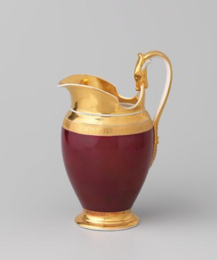 Jug with gold borders on a red ground