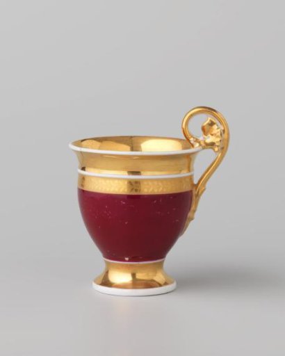 Cup with gold borders on a red ground