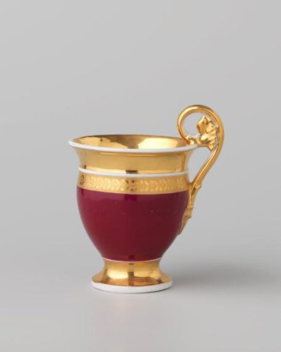 Cup with gold borders on a red ground