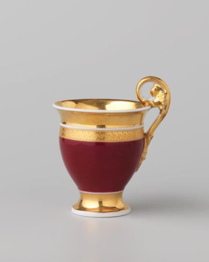 Cup with gold borders on a red ground
