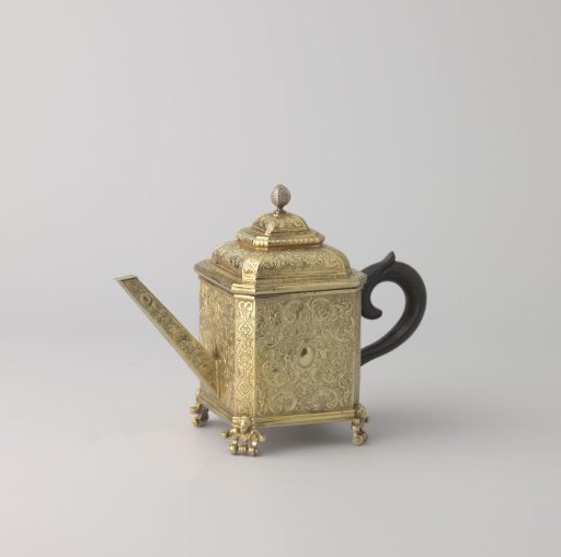 Teapot, Square with Beveled Corners, with Decoration in the Louis XIV Style