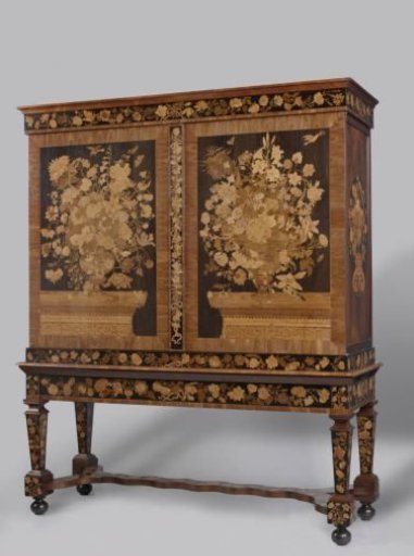 Cabinet with Inlaid Flower Vases