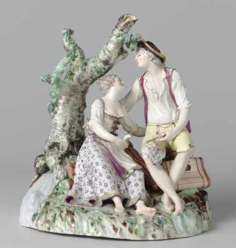 Figure of a couple beneath a tree