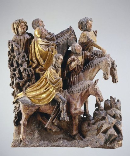 Two groups with riders from a crucifixion scene