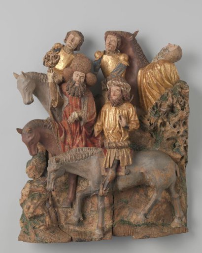 Two groups with riders from a crucifixion scene