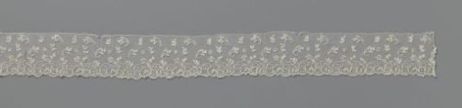 Strip of needle lace with rows of scattered leafy branches
