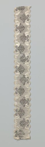 Ribbon, white with silver, ground of gros de Tours with cross stripes of silver lamé