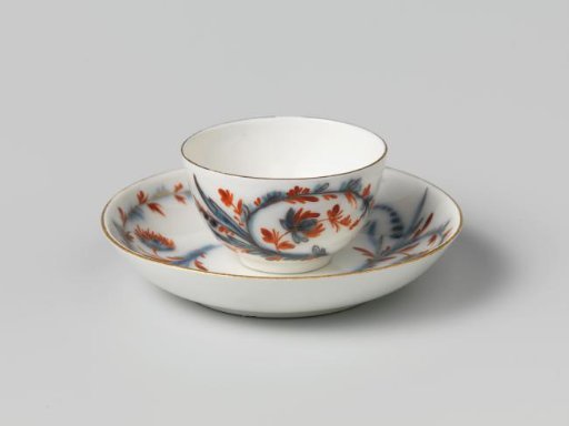 Cup and saucer, painted with flower sprigs