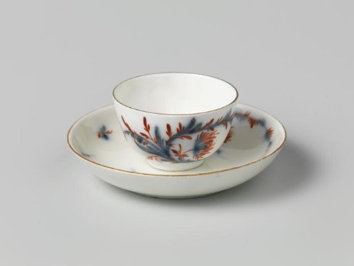 Cup and saucer, painted with flower branches
