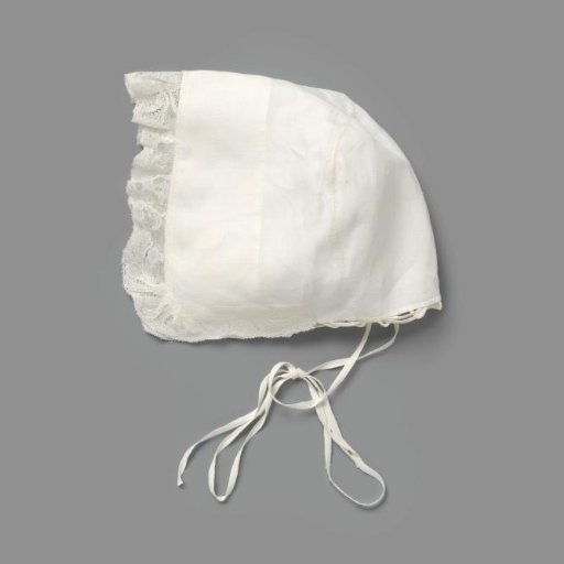 Linen Cap with Mechlin Lace; Marked: S