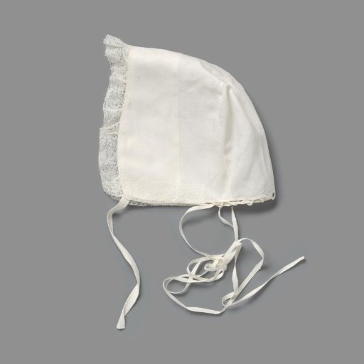Children's Linen Cap with Binche Lace; Marked: S
