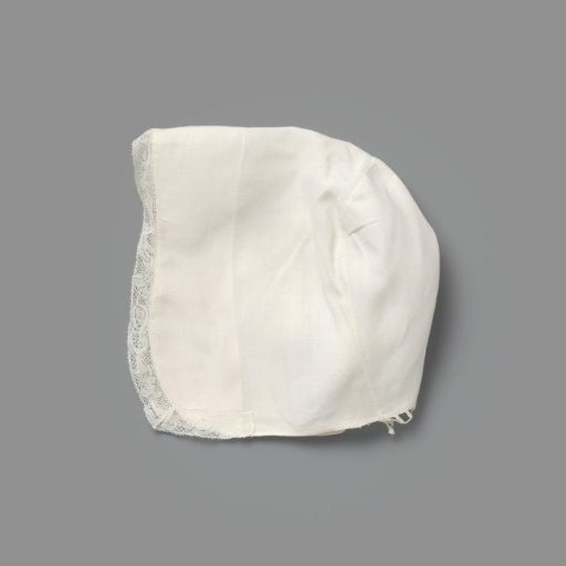 Child's cap of linen and Binche lace; marked: S