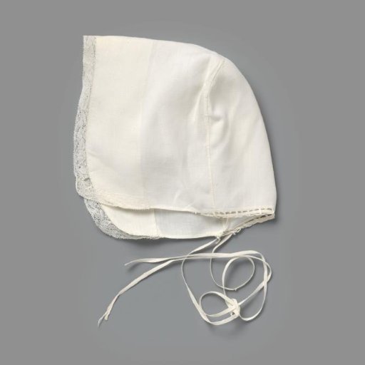 Child's cap of linen and Binche lace; marked: S